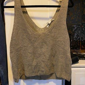 Forever 21 Olive Green Crochet Cropped Tank (M)